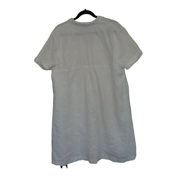 EUC J.Jill Love White Linen Collar Shirt Dress Button Front‎ Short Sleeve Sz XL - Picture 2 of 9